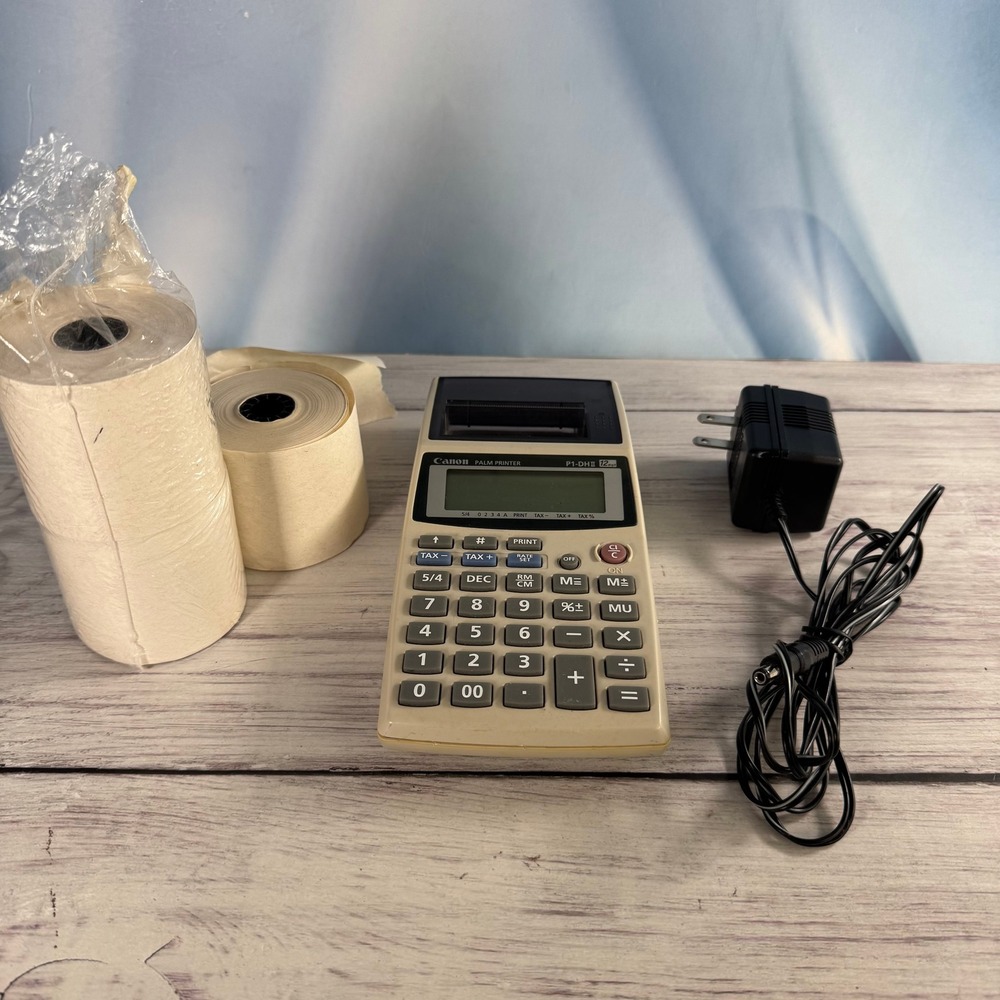 Canon P1-DII Palm Printer Calculator 12 Digit Beige Portable Printing Vintage